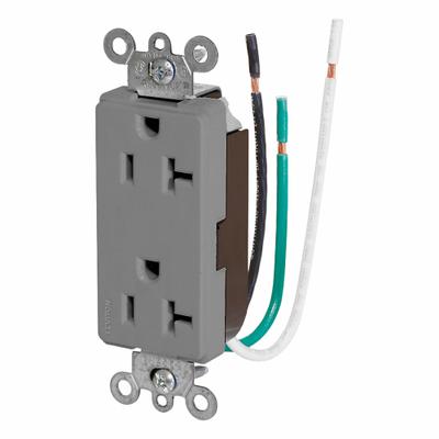 LEVITON Decora Plus Duplex Receptacle Outlet: Duplex, 5-20, Gray, 125V AC, 20 A - General Purpose Receptacles