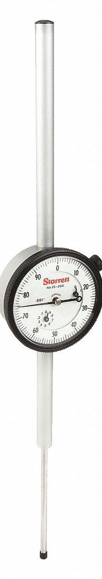 STARRETT Long Stroke Dial Indicator - Lug Back: 0 in to 3 in, Inch, Plunger, 0.001 in Accuracy (MPN 25-3041J). Key specifications — attr1184168: 25-3041J; attr1184178: 0-100; attr1184223: STARRETT; attr1200883: Long Stroke Dial Indicator - Lug Back; attr1184173: AGD 2; attr1184177: 0.001 in; attr1184208: Not Included.