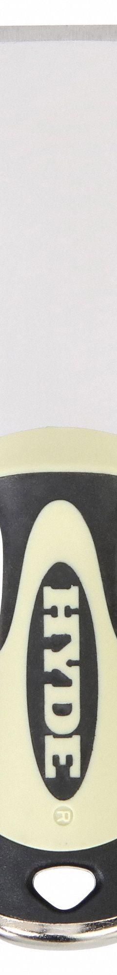 HYDE Scraper: Bld. Mat. Carbon Steel, Hdl. Mat. Polypropylene/TPE, Stiff, Straight Bld. Shape (MPN 06151). Key specifications — attr1004902: HYDE; attr1012057: Full; attr1014703: Plastic; attr1017570: Hammer End; attr1029655: Straight; attr1034073: Straight.