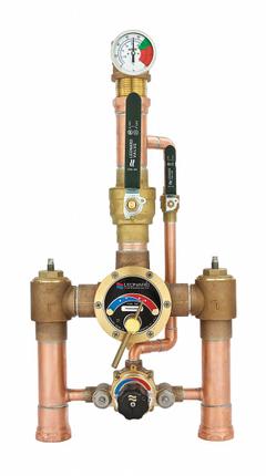 LEONARD VALVE Thermostatic Mixing Valve: 2 in Inlet Connection Size, 2 in Outlet Connection Size (MPN TM-2020B-LF-DT-RF). Key specifications — Includes: Outlet Ball Valve Shutoffs; Brand: LEONARD VALVE.