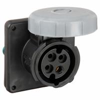 HUBBELL Pin and Sleeve Receptacle: Black, 600V AC, Single Phase, 20 A, 3 Pole, 4 Wire, IEC Grounding (MPN HBL420R5W). Key specifications — Brand: HUBBELL.