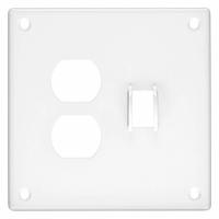 HUBBELL Wall Plate: Combo, 2 Gang, White, Std Size (MPN SWP18). Key specifications — Brand: HUBBELL; Material: Steel.