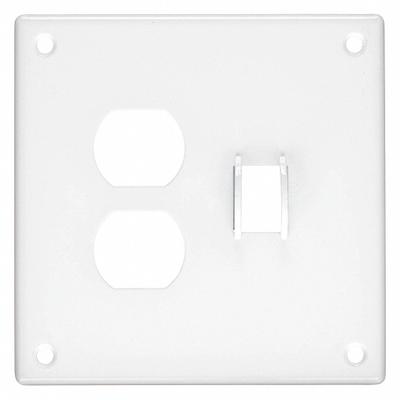 HUBBELL Wall Plate: Combo, 2 Gang, White - Combination Wall Plates