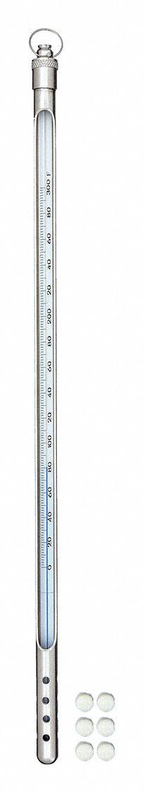 VEE GEE Armored Liquid In Glass Thermometer: 0°F to 300°F, Partial Immersion, 3 in Immersion Dp (MPN 80903-A). Key specifications — Accuracy: +/-2°F; Brand: VEE GEE; Temperature Units: Fahrenheit.