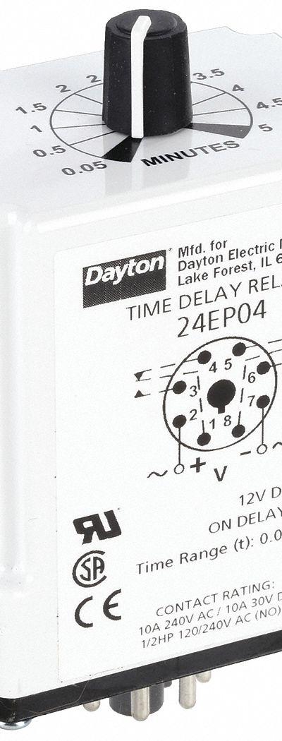 DAYTON Single Function Time Delay Relay: Socket Mounted - Socket-Mounted Relays