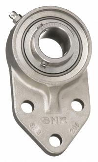 NTN 3 Bolt Flange Bearing: Radial Ball, 20 mm Bore, SS, Set Screws, 60.5 mm Lg, 33.3 mm Wd (MPN SUCFB204). Key specifications — Bore Type: Cylindrical; Brand: NTN; Lubricant Material: FDA/USDA-H1 Solid Grease; Mounting Bolt Size: M10; System of Measurement: Metric; Included Bearing Cap: None.
