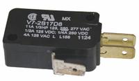 HONEYWELL Miniature Snap Action Switch: Plunger Actuator, 1NO/1NC, Quick Connect (MPN V7-2B17D8). Key specifications — AC Contact Rating: 11 A @ 250 V; Electrical Connection: Quick Connect; Series: V7; Brand: HONEYWELL.