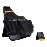TOUGHBUILT ToughBuilt Contractor Pouch: For 2 in Belt Wd - Max, 23 Pockets, Black/Gray (MPN TB-CT-01). Key specifications — Closure Type: Clip; Attachment: Clip; Color: Black/Gray; Brand: TOUGHBUILT; For Tool Type: Hammers.