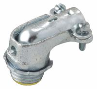 Connector - Clamp Style, 90 Degrees: Iron, 1 in Trade Size, 1 in MNPT, Insulated (MPN 3204). Key specifications — Box Connection: 1 in MNPT; Connection Type: Squeeze; Color: Gray; Connection Orientation: 90°; Cable Clamping Method: Squeeze Clamp; Material: Iron; Insulated: Yes; For Use With: AC.