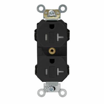 LEVITON Plugs and Receptacles: Duplex, 5-20, Black, 125V AC, 20 A, 2 Pole / 3 Wire (MPN MT563-SE) - General Purpose Receptacles