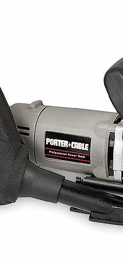 PORTER CABLE Corded Biscuit Joiner Kit: 120V AC, 7 A, 13/16 in Max. Cutting Dp, 7 No. of Dp Settings (MPN 557). Key specifications — attr217414: 120V AC; attr217392: PORTER CABLE; attr217403: 0° to 135°.