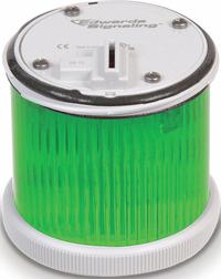 EDWARDS SIGNALING Tower Light Module: Flashing/Steady, 240V AC, Green, 70 mm Overall Dia, 200 Class (MPN 270LEDMG240A). Key specifications — Brand: EDWARDS SIGNALING; Compatible with Series: 200 Class; Lens Color: Green; Operating Voltage: 240V AC; Manufacturer Part Number: 270LEDMG240A.