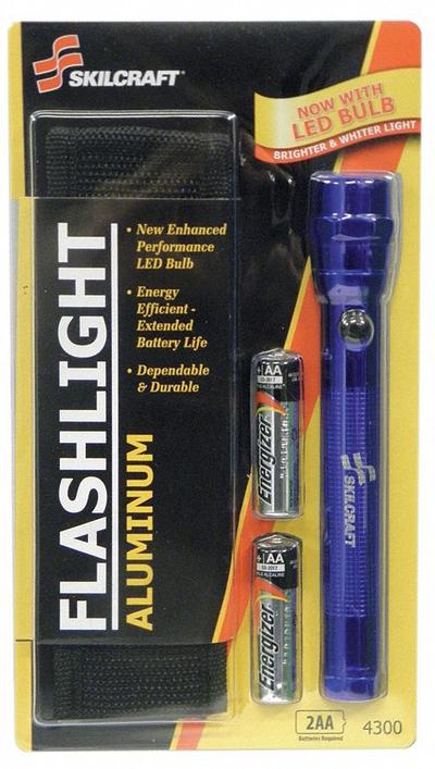 ABILITY ONE Flashlight: 60 lm, 1.5 hr Run Time at Max. Brightness, 1 Light Output, Blue - Flashlights