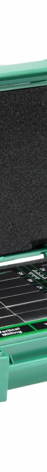 INSIZE Surface Roughness Specimen Set: Surface Roughness Specimen Set, Steel (MPN ISR-CS2E). Key specifications — attr1181299: Flat Lapping; attr1181304: INSIZE; attr1181300: Steel; attr1181297: 2, 4, 8, 16, 32, 63, 125, 250, 500 uin; attr1181298: Flat lapping: 2, 4 uin External grinding: 8, 16, 32, 63 uin Plain grinding: 2, 4, 8, 16, 32, 63 uin Horizontal milling: 16, 32, 63, 125, 250, 500 uin Vertical milling: 16, 32, 63, 125, 250, 500 uin Turning: 16, 32, 63, 125, 250, 500 uin.