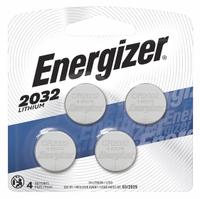 ENERGIZER Coin Cell Battery: 2032 Battery Size, Lithium / Manganese Dioxide, 235 mAh Capacity, 3V DC (MPN 2032BP-4). Key specifications — Voltage - Batteries: 3V DC; Battery Chemistry: Lithium / Manganese Dioxide; Product Type: Coin Cell Battery; Battery Size: 2032; Brand: ENERGIZER; Voltage - Subhead: 3V DC.