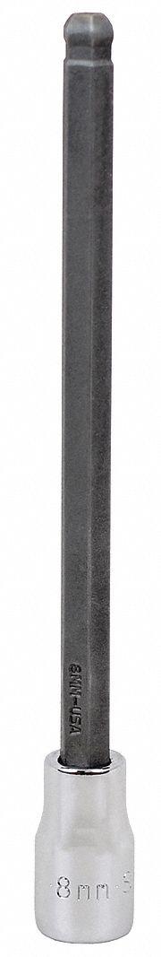 SK PROFESSIONAL TOOLS Socket Bit: 3/8 in Drive Size, Ball Hex Tip, 8 mm Tip Size, 7 in Overall Lg (MPN 45968). Key specifications — attr1204765: Replaceable Insert; attr1204767: SK PROFESSIONAL TOOLS.