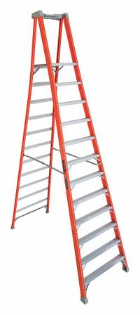LOUISVILLE LADDER Platform Stepladder: 12 ft Ladder Size, Fiberglass, 300 lb Load Capacity, 71 lb Wt (MPN FXP1712). Key specifications — Brand: LOUISVILLE LADDER; Included Features: Impact-Resistant Bracing.