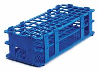 Tube Rack: 4 1/8 in Overall Wd, 2 1/2 in Overall Ht, 9 3/4 in Overall Lg, Polypropylene, Blue (MPN F18747-0002). Key specifications — Material: Polypropylene; Mounting Location: Benchtop; Color: Blue; Product Type: Test Tube Rack; Total Holding Capacity: (40) Places; Brand: SP SCIENCEWARE.