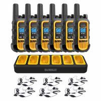 DEWALT Handheld Two Way Radio: DXFRS300 Series, FRS/GMRS, Analog, 1 W, 22 Channels, Alphanumeric (MPN DXFRS300BCH6-SV1). Key specifications — Color: Black; FCC License Required: No.