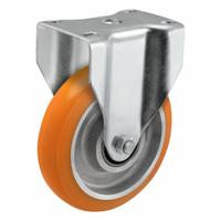 COLSON Caster: Rigid, No Brake, Polyurethane, 5 in Wheel Dia, 1 1/4 in Wheel Wd, Slot, Rectangle (MPN 205208AN8). Key specifications — Wheel Bearing Type: Ball; Wheel/Tread Color: Orange; Brand: COLSON; Caster Type: Rigid.