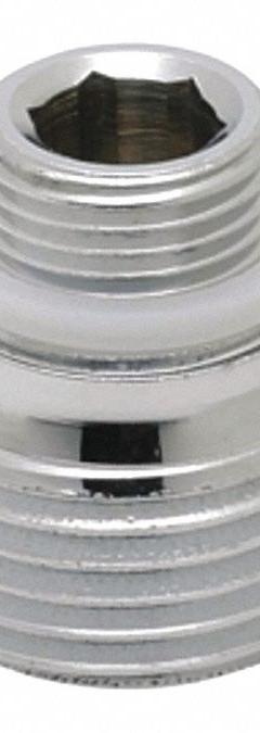 CHICAGO FAUCETS Aerator: 8 gpm Flow Rate, Laminar Flow Outlet, Brass, Chrome Finish, Male, NPSM (MPN E2-2JKRCF). Key specifications — Includes: Adapter; Material: Brass; Product Type: Aerator; Connection Size: 3/4"-11; Brand: CHICAGO FAUCETS.