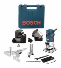 BOSCH Router: Compact, Fixed Base, 1 hp, Variable Speed, 35,000 RPM, 1/4 in Collet, Palm Grip (MPN PR20EVSNK). Key specifications — attr326433: Soft-Start; attr241172: Router; attr217717: 120V AC; attr217680: BOSCH.