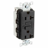 HUBBELL GFCI Receptacle: Decorator Duplex, 5-20, Black, GFCI, 125V AC, 20 A, 2 Pole / 3 Wire (MPN SNAPGF20BLK)