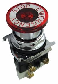 EATON Emergency Stop Push Button: Illuminated, Mushroom Head Profile, Metallic, 30 mm, 1NC (MPN 10250T589C53-71X). Key specifications — Brand: EATON; Action: Maintained/Maintained; Series: 10250T; Push Button Material Type: Metallic.