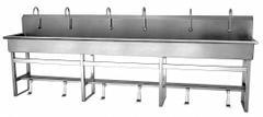SANI-LAV Wash Station: 45 in Overall Ht, 117 in Bowl Lg, 8 in Bowl Dp, 2 gpm Flow Rate, 16 ga (MPN 512F1). Key specifications — Includes Side Splash: Side Splash Not Included; Brand: SANI-LAV.