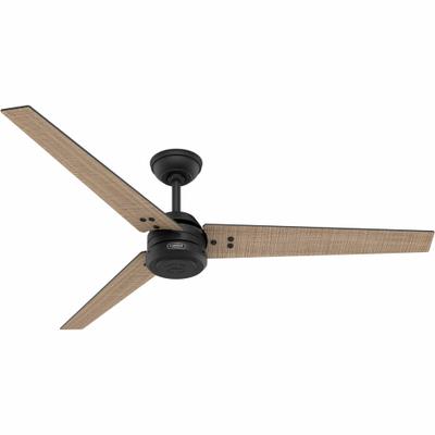 HUNTER Ceiling Fan: 60 in Blade Dia, Matte Black/Walnut Stripe - Decorative Office Ceiling Fans