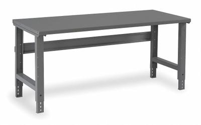 TENNSCO Workbench: Adj Ht, Steel, 60 in x 36 in, 2,500 lb Overall Load Capacity - Open-Base Workstations