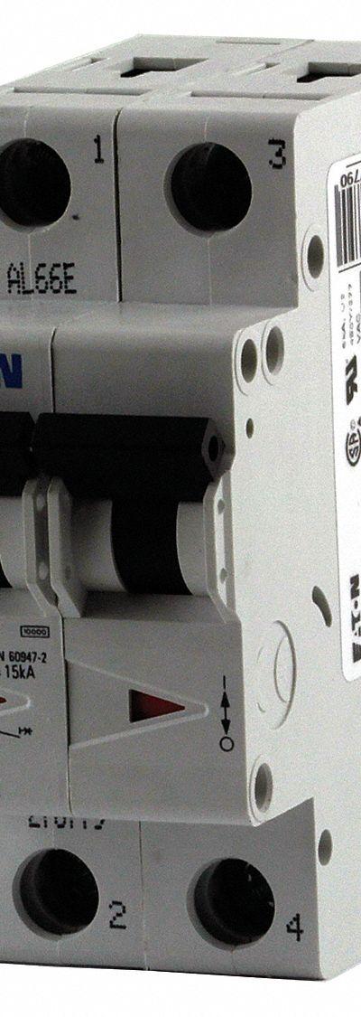 EATON IEC Supplementary Protector: 1 A Amps - D-Curve, 2-Pole UL1077 DIN Rail-Mount Supplementary Protectors