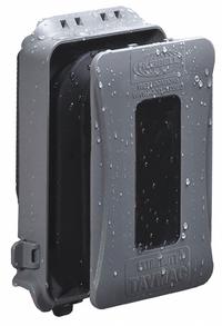 TAYMAC While In Use Weatherproof Cover: 1 Gangs, For Decora/GCFI Electrical Component Type, Gray, 3R (MPN ML500G). Key specifications — Brand: TAYMAC; Color: Gray; Cover Material: Polycarbonate; For Electrical Component Type: Decora/GCFI; Mounting Orientation: Horizontal or Vertical.