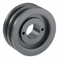 APPROVED VENDOR V-Belt Pulley: 2AK46, 2 Groove, 4.45 in OD, Bushed Bore, H/QT, Cast Iron (MPN 2AK46H). Key specifications — Pulley Industry Number: 2AK46; Pitch Diameter: 4.2 in (4L, A); For Belt Section (broad, with similar types): 4L, A, or AX.