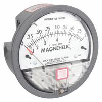 DWYER Differential Pressure Gauge: Back/Single-Side, 1/8 in NPT Female, 2000, 4 in Dial, IP67, IP67 (MPN 2002AV). Key specifications — Sensor Type: Diaphragm; Series: 2000; Housing Material: Die Cast Aluminum; Certificate of Calibration: Not Included.