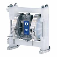 GRACO Diaphragm Pump: Polypropylene Body, 3/8 in, NPT Connection, 6.5 gpm, Santoprene Diaphragm (MPN D32966). Key specifications — Brand: GRACO; Seat Material: PP; Check Valve Material: Santoprene.