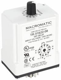 MACROMATIC Single Function Time Delay Relay: Socket Mounted, 120V AC/DC, 10 A, 11 Pins/Terminals (MPN TR-51622-08). Key specifications — Brand: MACROMATIC.