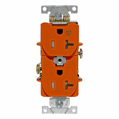 LEVITON Isolated Ground Duplex Receptacle Outlet: Duplex, 5-20, Orange, 125V AC - General Purpose Receptacles