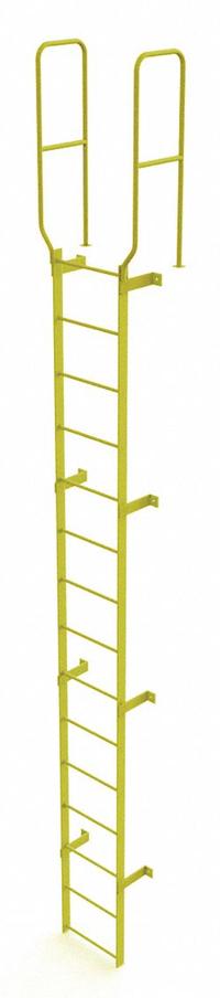 TRI-ARC Ladder,Walk-Thru Fixed,Steel,15-Rung: 18 ft Overall Ht, 28 in Overall Wd, Steel, 15 Rungs (MPN WLFS0215-Y). Key specifications — Brand: TRI-ARC; Number of Sections: 1.