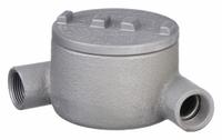 Conduit Outlet Body: Aluminum, Powder Coated, GR, 1/2 in Trade Size, Threaded (MPN GRN50-A). Key specifications — Series: For Standard Body; Compatible Conduit Trade Size: 1/2 in; Thread Gender: Female; Hub Style: Threaded; Cover Included: Yes; Body Style: N; Connection Type: Threaded; Back Type: Round.