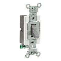 LEVITON Toggle Single-Pole, 15 Amp: Toggle Switch, Single Pole, Maintained, Gray, 120/277V AC, 20 A (MPN CS120-2GY). Key specifications — Illuminated: No; Voltage Rating: 120/277V AC.
