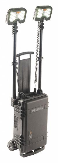 PELICAN Temporary Job Site Light: LED, 12,000 lm Max Brightness, 1 No. of Brightness Levels, IP54 (MPN 9460M). Key specifications — Operating Voltage: 12V DC; Frame Color: Black; Brand: PELICAN.