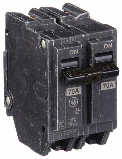 GE Miniature Circuit Breaker: THQL, 70 A, 120/240V AC, Single Phase, 10kA at 120/240V AC - THQP, THQL & THHQL Series, Plug-In GE Miniature Circuit Breakers