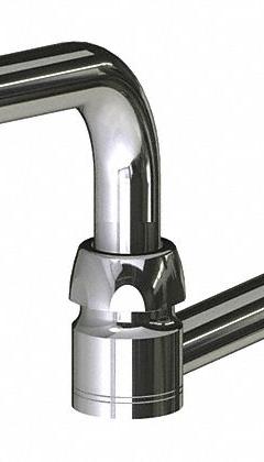 CHICAGO FAUCETS Spout: Spout, Double-Joint, Double Jointed/Swivel Spout, Brass, Polished Chrome (MPN DJ24JKABCP). Key specifications — Includes: Mounting Hardware; Product Type: Spout; Spout Style: Double Jointed/Swivel; Body Material: Brass; Color/Finish: Polished Chrome; Brand: CHICAGO FAUCETS.