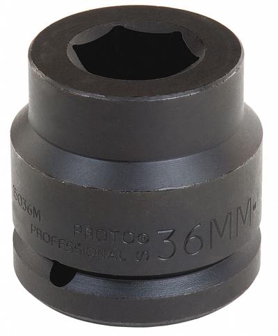 PROTO Impact Socket: 1 1/2 in Drive Size, Metric, 75 mm Socket Size, 6-Point - 1-1/2" Drive Impact Sockets