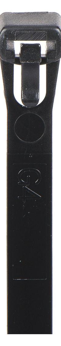 GRAINGER Cable Tie: Black, 12 in Lg, Max. 3 3/16 in Bundle Dia., 50 lb Rated, 500 PK (MPN 36J204). Key specifications — Outdoor Use: No; Color: Black; Brand: GRAINGER; Pack: Large Pack.