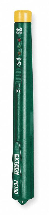 EXTECH Combustible Gas Detector: Up to 10,000 ppm, Natural Gas/Propane, Combustible Gas Detectors (MPN FG100). Key specifications — Alert Type: Light; Manufacturer Part Number: FG100; Brand: EXTECH; PPM Detection Range: 500 to 6,500 ppm (Propane).