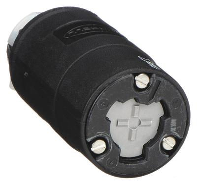 HUBBELL Locking Connector: Non-NEMA, Black, 125V AC, 20 A Current Rating, 2 Poles - Hospital-Grade Connectors