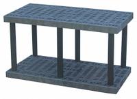 STRUCTURAL PLASTICS Plastic Shelving: 48 in x 24 in, 27 in Overall Ht, 2 Shelves (MPN S4824B). Key specifications — Resistance Properties: Corrosion-Resistant; Frame Material: Plastic; Shelving Material: High Density Polyethylene; Brand: STRUCTURAL PLASTICS.
