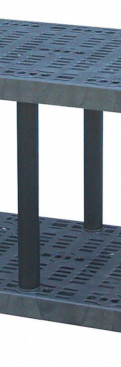 STRUCTURAL PLASTICS Plastic Shelving: 48 in x 24 in, 27 in Overall Ht, 2 Shelves (MPN S4824B). Key specifications — Resistance Properties: Corrosion-Resistant; Frame Material: Plastic; Shelving Material: High Density Polyethylene; Brand: STRUCTURAL PLASTICS.